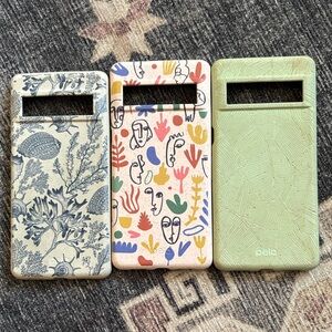 Set of 3 Pela Eco-Friendly Phone Cases- Blue & white, Multi-Color, Green